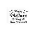 Set of adhesive Mother's Day stickers with Happy Mother's Day and Love U so much text - Black Printed Heart Flower Style (A400)