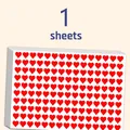 Pack of red heart-shaped stickers on a single sheet for kids' rewards and DIY crafts - A56 / 23.5x15cm
