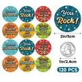 Detail view of 2-inch colorful motivational reward stickers for kids, 120 pieces set. - A754 (16*21cm)
