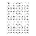 Detailed view of 1-31 calendar date number stickers sheet for planners - Round Style(A602) / 15.5x10.5cm/Sheet / White