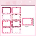Valentine's Day pink heart name labels size chart showing 5x7.5cm individual dimensions - Style A247 / 21x15.3cm/Sheet