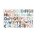 Set di adesivi colorati con lettere e numeri in toni Morandi per il fai da te e decorazione - 36x15cm / Blu Morandi