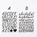 2 sheets of black cursive letter and number stickers for DIY scrapbooking with dimensions - Black Script (A235) / 2 Sheets/Set