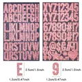 Detailed size guide for pink glitter alphabet and number sticker set - Pink Glitter (A229) / 2 Sheets/Set