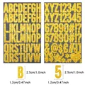 Detail view showing 1-inch tall glitter gold letter and number sticker sheet dimensions - Gold Glitter (A230) / 2 Sheets/Set