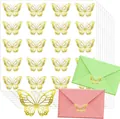 Detailweergave van gouden vlinderstickers voor het verzegelen van enveloppen - Gouden Glitter Holle Vlinder (A372)
