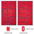 Macro view showing dimensions of red glitter alphabet and number stickers for DIY crafts - Red Glitter (A233) / 2 Sheets/Set