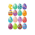 Set of colorful Easter egg stickers with various decorative patterns for DIY scrapbooking - Style B (A52B) / 16 Stickers Per Sheet