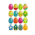 Set of 16 colorful Easter egg stickers with varied patterns for DIY scrapbooking - Style C (A52C) / 16 Stickers Per Sheet