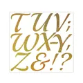 Macro view of gold glitter alphabet stickers from T to Z with punctuation marks - Alphabet T-Z & Symbols (A204-C) / Single Large Sheet (26x24.5cm) / Gold Glitter