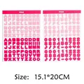 Pink alphabet and number waterproof sticker set for DIY gift cards, size 15.1x20cm - Pink Alphabet & Numbers (A72) / 2 Sheets/Set
