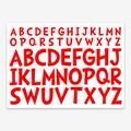 Red uppercase alphabet stickers set for waterproof DIY gift card craft decoration - Hand-drawn Art Font (389) / Single Sheet (34.2x22cm) / Red