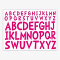 Waterproof pink alphabet sticker sheet featuring playful hand-drawn bold letters for DIY crafts - Hand-drawn Art Font (389) / Single Sheet (34.2x22cm) / Rose Red