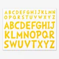 Bright yellow alphabet sticker sheet with DIY uppercase letters for gift decorating - Hand-drawn Art Font (389) / Single Sheet (34.2x22cm) / Yellow