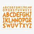 Vibrant orange alphabet sticker set for DIY crafts and gift cards decoration 26 letters - Hand-drawn Art Font (389) / Single Sheet (34.2x22cm) / Orange