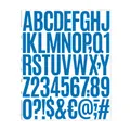 Blue alphabet and number self-adhesive stickers for DIY craft gift card decoration - Uppercase Letter & Number Style (A388) / Single Sheet (28x22.5cm) / Blue