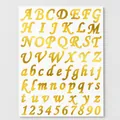 Metallic gold alphabet and number sticker sheet set for DIY crafts and gift cards - A385 Gold Stamping Style / Single Sheet 【27x18.5cm】