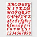 Red script font alphabet and number waterproof sticker set for DIY crafts and gift cards - A385 Artistic Script (Red) / Single Sheet 【27x18.5cm】