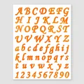 Orange waterproof alphabet and number sticker set for DIY crafts and gift card decoration - A385 Artistic Script (Orange) / Single Sheet 【27x18.5cm】