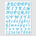 Sky blue alphabet and number adhesive sticker set with artistic font for DIY crafts and decor - A385 Artistic Script (Sky Blue) / Single Sheet 【27x18.5cm】