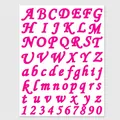 Vibrant hot pink script alphabet and number sticker sheet for DIY craft decoration - Script Art Font (A385) / Single Sheet (27x18.5cm) / Rose Red