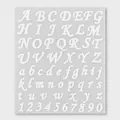 Waterproof white alphabet and number sticker set for DIY scrapbooking and gift card decor - Script Art Font (A385) / Single Sheet (27x18.5cm) / White