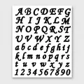 Waterproof black alphabet and number sticker set for DIY gift card craft decoration - Script Art Font (A385) / Single Sheet (27x18.5cm) / Black