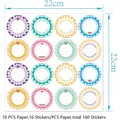 Detailed view of 160 round floral canning labels with colorful gingham borders - A730 Mixed Pattern Style / Pack of 10 Sheets (160 Pieces Total)