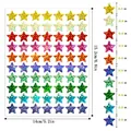 Detailed dimension diagram of colorful glitter star stickers sheet for kid reward charts - A302 Style (A302) / 14cmx15.2cm