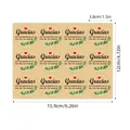 12-pack round kraft paper Gracias sealing stickers with green leaves design for gifts - Heart and Leaf Style (A344) / 12 Pieces/Pack (3.8cm) / Kraft Paper Color