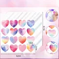 Set de 30 hojas de pegatinas de corazones acuarela con 480 piezas impermeables DIY - A199