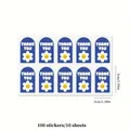 Autocollants Thank You bleus avec design fleur sourire, 100 pièces pour emballages - Style Marguerite Arc Bleu (A249) / 18.8x13.5cm/100 Pièces