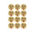Doce pegatinas redondas de Gracias en papel kraft con corazones rojos para sellos - Estilo de Gracias Corazón de Papel Kraft (A757)