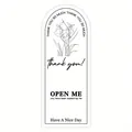 Pegatina de agradecimiento en inglés minimalista con arte floral para sellar cajas regalo - Estilo Floral de Boceto en Blanco y Negro (A291)