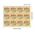 Pegatinas Gracias con corazón y hojas para embalaje de regalo, etiquetas de 3,8 cm - Gracias en Español Corazón de Papel Kraft (A344)