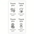Pegatinas de agradecimiento florales dibujadas a mano para embalaje de regalos - Gracias en Inglés Floral Dibujado a Mano (A273)