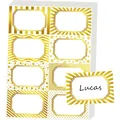 Detail of gold-foiled name stickers with various geometric patterns for labeling. - 8 Gold Foiling Patterns (A733) / 8 Pieces/Sheet