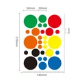 Multi-size colorful circular adhesive labels sheet with detailed dimensions 210x145mm - Colorful Round Stickers (A174) / 210mmx145mm Sheet
