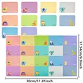 Detailed view of colorful cartoon animal label stickers with size measurements in inches - Style A137 / 30cm*17.54cm