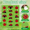 Detailed dimensions and features of the waterproof ladybug stickers sheet for kids - Ladybug Pattern Stickers (A682) / 16 Stickers/Sheet