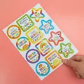 Close-up view of colorful cartoon reward stickers featuring positive English phrases - Cartoon Reward Style (A753) / 14*18.6cm/Sheet
