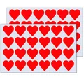 Pack de dos hojas con pegatinas rojas en forma de corazón para premios y etiquetado - A59