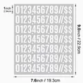 Detail showing 1-inch waterproof number stickers with precise dimension labels. - Bold Font White (A523) / 1 Inch