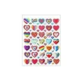 Hoja de pegatinas de corazones coloridos con varios diseños para manualidades y regalos. - A428