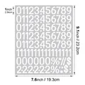 Detailed dimension sheet for 1-inch waterproof number stickers and symbols in white - Artistic Font White (A519) / 1 Inch