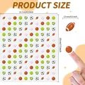 Waterproof sports ball stickers sheet for kids showing 13mm diameter dimensions - A25 (15.7x19cm)