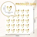 Detailed dimensions of gold foil heart stickers showing 1.4 inch individual size. - Hot Stamping Heart Sticker (A379) / 20 Pieces/Pack (19x17.5cm)