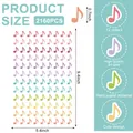 Detailed size specifications for 2160pcs colorful music note stickers on high quality art paper - Musical Note Stickers / 2160 Counts / Style A539