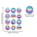 Detail view of 5cm holographic smiley face stickers with size measurements - Laser Smiley (A737) / 21x16cm/Sheet