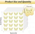 Detailed dimensions of golden butterfly stickers for envelope seals and gift packaging. - Hot Stamping Butterfly Sticker (A372) / 20 Pieces/Pack (16x15.5cm)